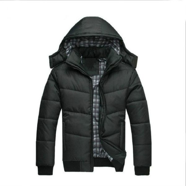 

parka men winter jacket coat plus size casual hooded cooton thick warm winter jacket men popular coat, Black