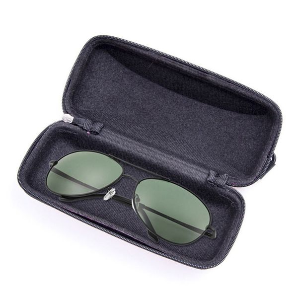

protable rectangle zipper sunglasses hard eye glasses case sunglasses eye glasses protector box eyewear accessories, Silver
