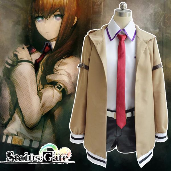 Japanische Anime Steins Gate Makise Kurisu Cosplay Kostüm Jacke Mantel Outfit Anzüge Uniform