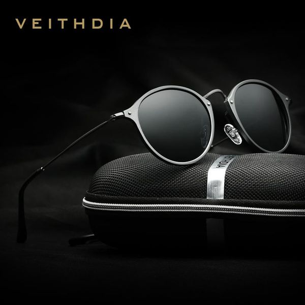 

veithdia brand fashion sun glasses polarized coating mirror driving sunglasses round male eyewear for men/women 6358 qnkge