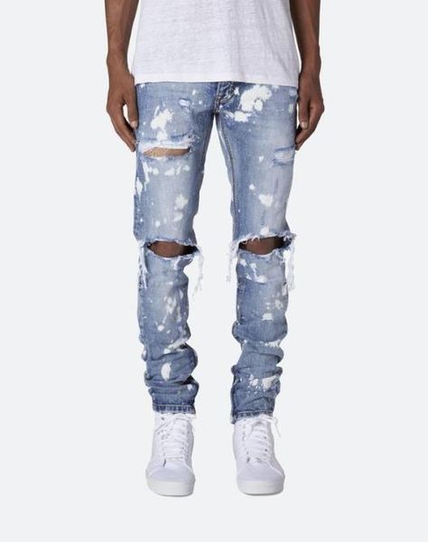 

street male jeans mens printed jeans summer fashion skinny light blue bleached pencil pants hiphop