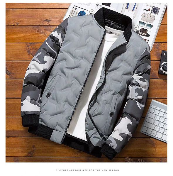 

men's winter jacket down mens fashion camouflage baseball uniform men's tide card warm coat designer panelled quality, Black;brown