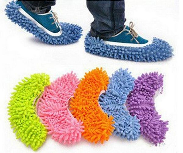 

multifunction mop shoe cover dust mop slipper house cleaner lazy floor dusting cleaning slipper housekeeper foot shoe, Black