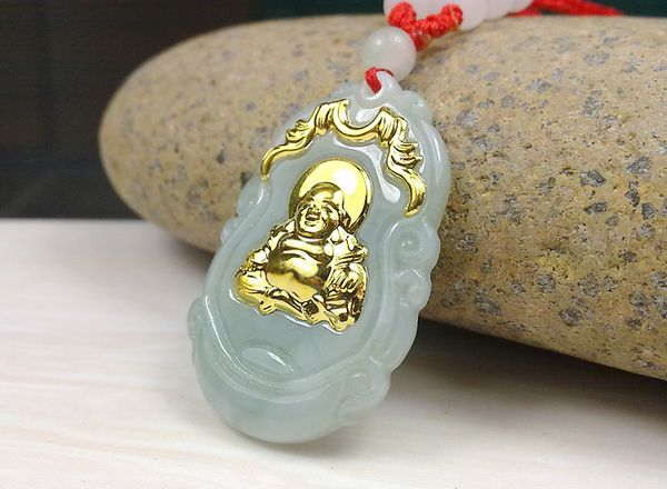 

buddha gold jade pendant discount good luck necklace for women men, Silver