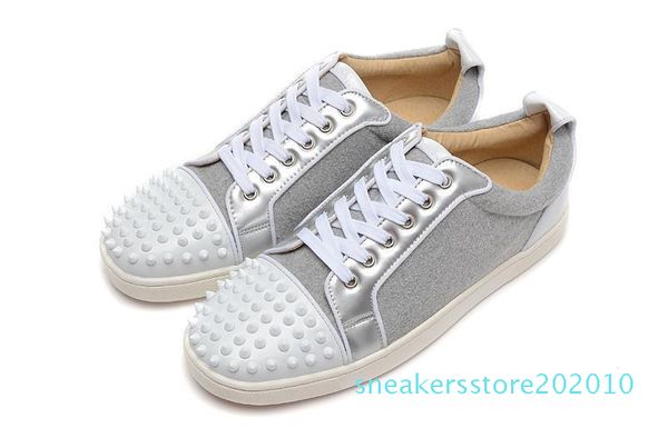 

designs shoes spike junior calf low cut mix 20 red bottom sneaker luxury party wedding shoes genuine leather spikes lace-up casual s10, Black