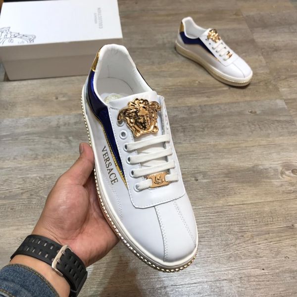 

2019 summer new men's leather fashion casual shoes sneakers, comfortable low-shoes, wild shoes, original box packaging 38-44, Black