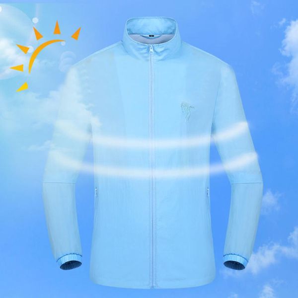 

summer sun protection jacket air conditioning heatstroke countermeasures outdoor working clothes waterproof jacket, Blue;black