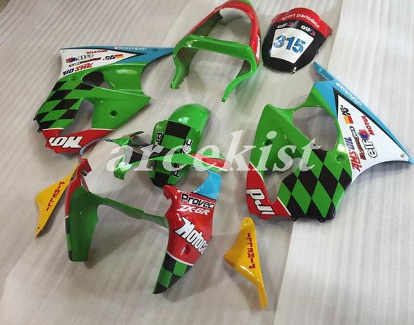 

новый abs для мотоциклов обтекатели комплект, пригодный для кавасаки ninja zx6r zx6r 2000 2001 2002 00 01 02 кузова установлен зеленый красн