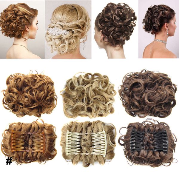 Synthetic Large Comb Clip In Curly Synthetic Hair Pieces Chignon