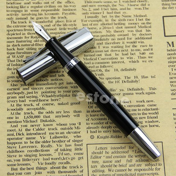 

fountain pen medium nib silvery black baoer 051 l41e