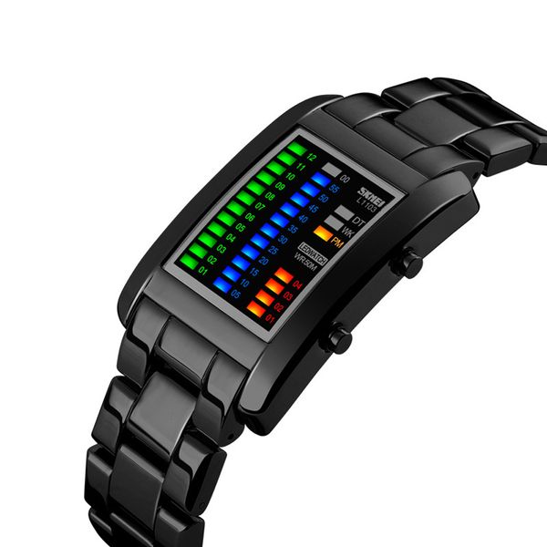 

cdybox simple digital sport binary led square watch cool creative men's rectangle luminous waterproof wrist watch, Slivery;brown
