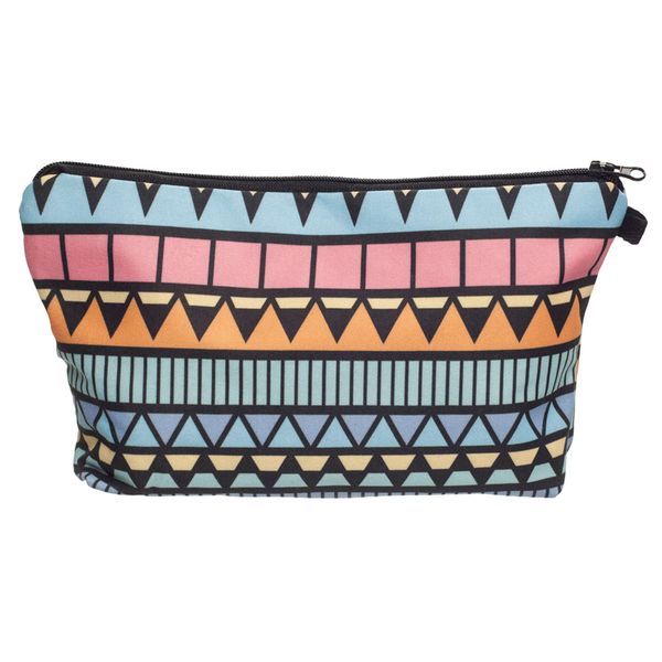 

aztec niebieski women cosmetic bag zipper neceser portable makeup bag case 3d print organizer bolsa feminina travel toiletry