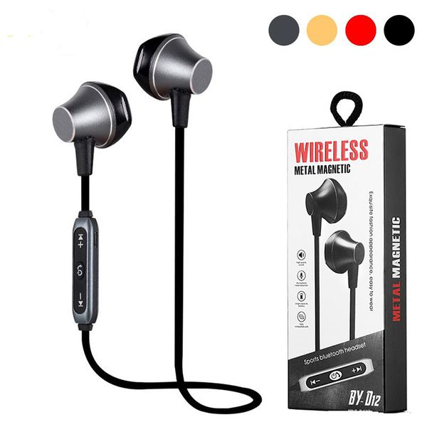 D12 Magnetic Bluetooth Esporte fone de ouvido sem fio que executam Headset Com Mic MP3 Earbud Baixo Stereo BT 4.2 Para Xiaomi samsung BY-D12 auscultadores