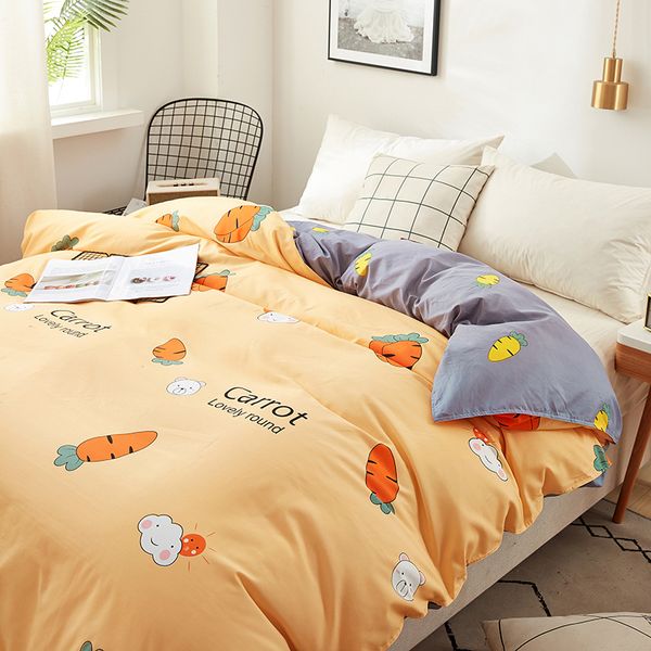 

carrot printing bedding set 3/4pcs bed linens home textile duvet cover set classic bedclothes modern sheet pillowcase king