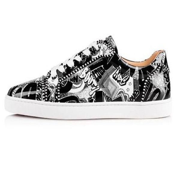 

mens designer shoes low cut flat spikes leather suede red bottoms for men designer sneakers red bottom fashion luxury designer women ck01, Black