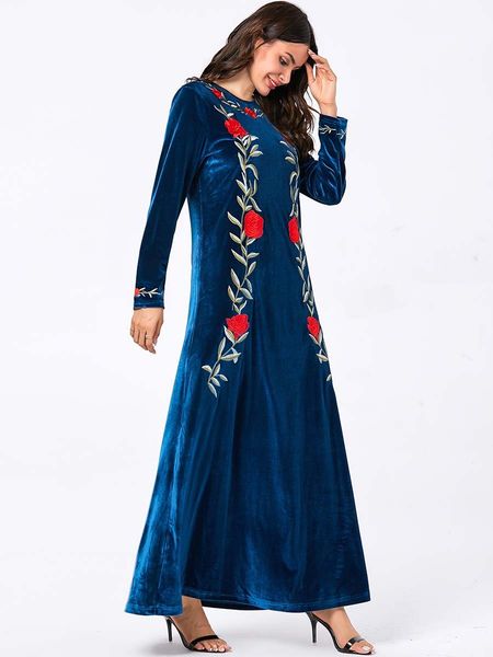 

mc209121 women's embroidered gold velvet long muslim kleider robes women vestidos musliman, Red