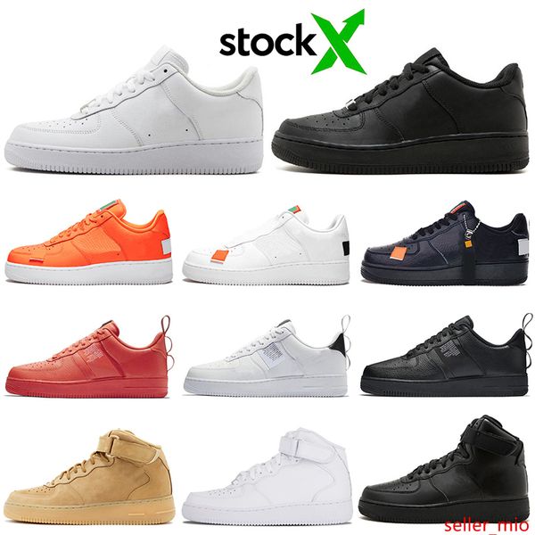

stock x men women running shoes 1 triple black white chaussures one utility red orange mens trainer fashion sports sneakers platform shoes