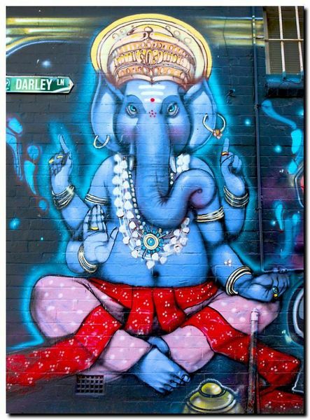

Australian Street Art Ganesha Elephant God Home Decor Handpainted &HD Print Oil Painting On Canvas Wall Art Canvas Pictures 191117