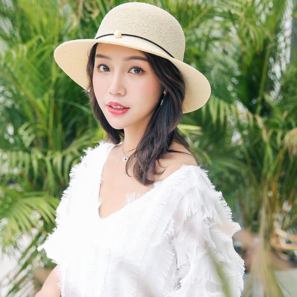 

new shade fisherman hat beach sun hat tide wild summer floppy foldable ladies women bow solid beach sun wide brim