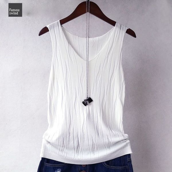 

топы осени новых женщин вязаного жилет повседневные рукава твердого слинг tank tops лето femela черный белый colete feminino, White