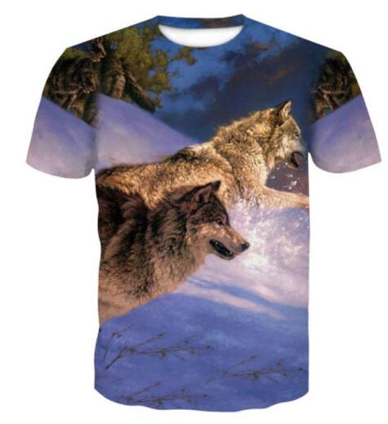

popula men's t-shirt 2019 new wolf print t-shirt 3d apparel uniforms kits sports personality design athletic sports men outdoor apparel, Black