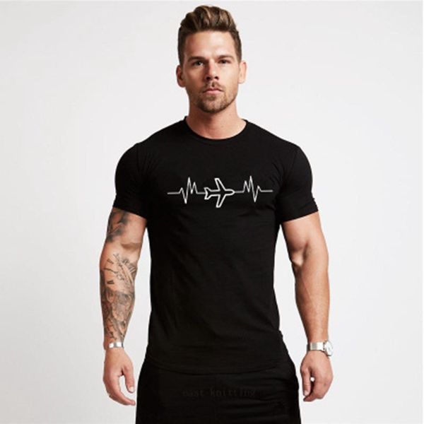 

men's t-shirts plane t shirt aviation tank cardiogram enthusiasts tshirt cotton comfortable leisure tee gift space casual t-shirt, White;black