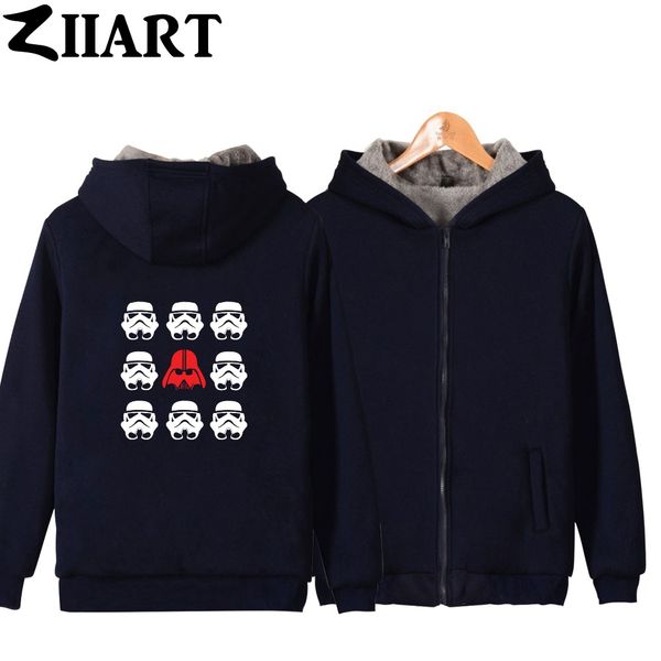 

stormtrooper couple clothes girls woman full zip autumn winter plus velvet parkas ziiart, Black