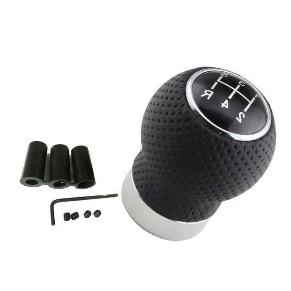 

5 speed shifter knob leather universal manual transmission 5-spd r style sliver suture gear stick shift knobs head