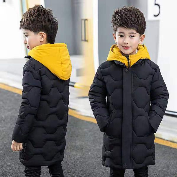 

winter new warm baby boy parkas three colors coat thick mid big child boy down cotton outerwear clothes for 6 8 10 12 13 years, Blue;gray