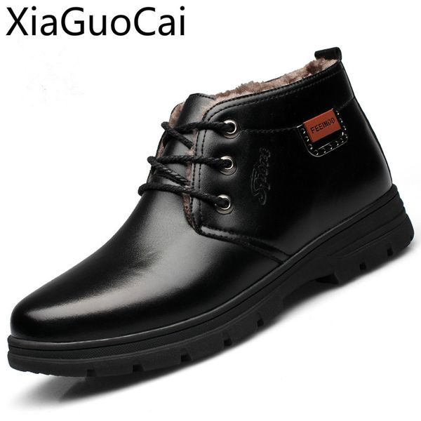 

new winter men's boots cotton shoes soft bottom mens snow boots middle-aged anti-skid plus velvet dad shoes warm men's, Black