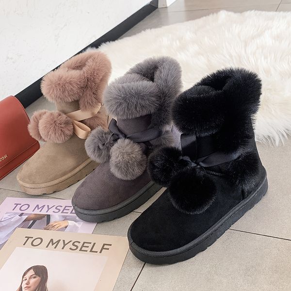 

quality woman boots round toe yarn elastic ankle boots thick heel flat heels shoes woman female socks 2019 winter, Black