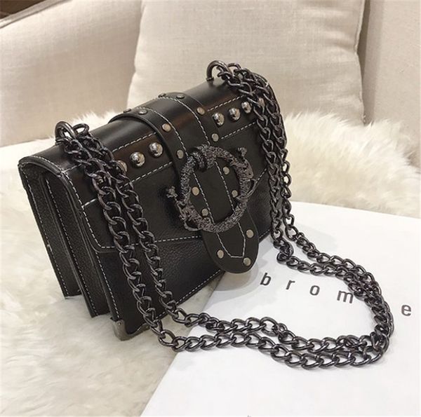

chain small bag female retro rivet shoulder bag square bags versatile cross body ph-cfy20060818