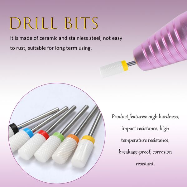 

electric nail drill machine accessory ceramic cuticle clean burr drilling bits rotary milling cutters for manicure pedicure tool