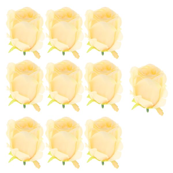 

pack 10pcs artificial rose flower heads plastic silk floral buds for home wedding decor