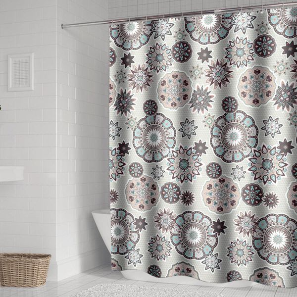 

bohemian mandala pattern retro style printing thicken waterproof shower curtain with 12 hanging hole