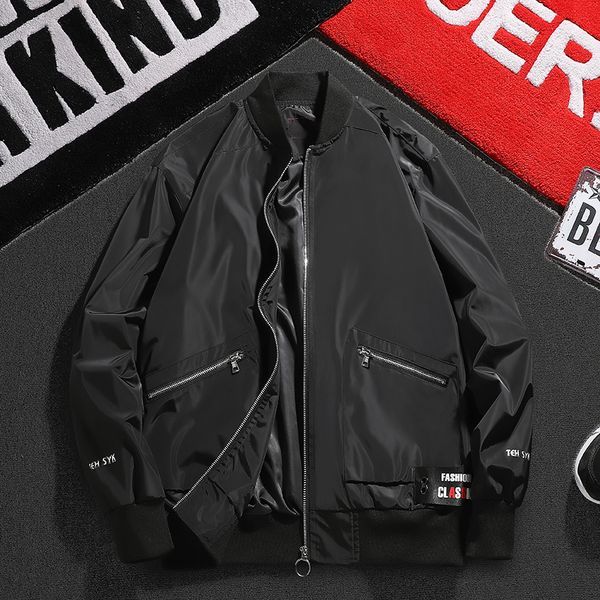 

mens jackets spring autumn vogueloose coats solid color mens sportswear stand collar slim jackets plus size male bomber jacket, Black;brown