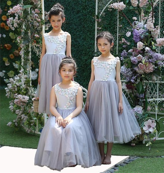 

чай длина платья девушки цветка рукавов девушки pageant платье партии, White;blue