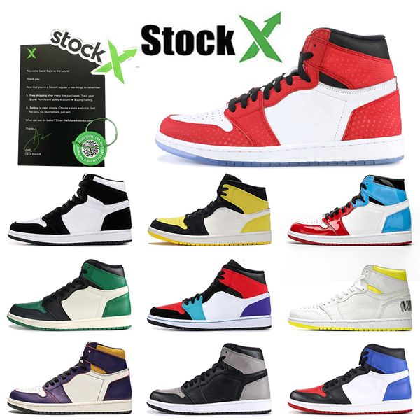 

ale basketball shoes 1 jumpman 1s air jordan retro spideraman yellow toe luxury sneakers men women size 5.5-13