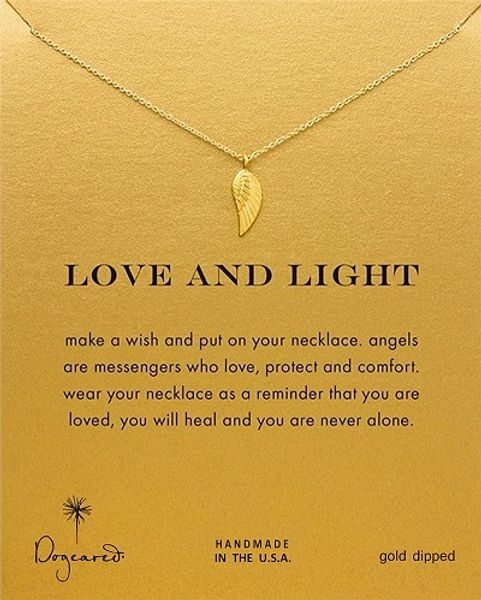 

dogeared choker necklaces with card gold silver wing pendant necklace for fashion women jewelry love and light 5965