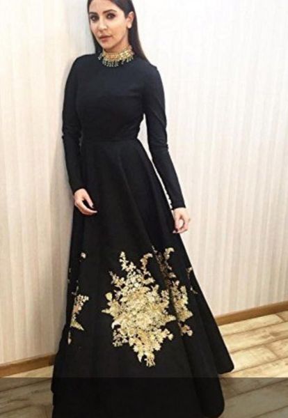 

платье de festa черный с длинным рукавом пром мусульманские вечерние платья, Black