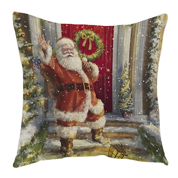 

santa claus flax square printing dyeing sofa bed home decor pillow case cushion cover decorative pillows pillow case