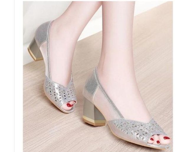 

2019 women's sandals in summer with new style high heel coarse heel @133, Black