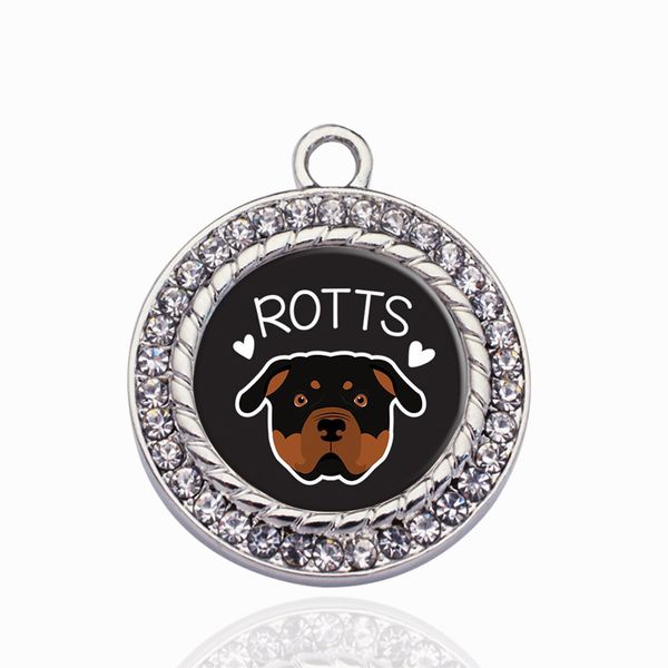

rottweiler lover circle charm charms pendants alloy pendant fit for women bracelet & necklace jewelry accessories making, Bronze;silver