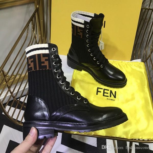 

2020 fashion luxury women's boots fashion letter knitting socks casual martin boots hiking outdoor boots women winter shoes, Black