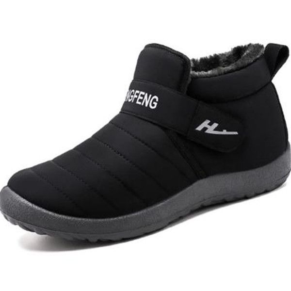 

2019 new men boots keep warm men snow boots couple winter waterproof shoes outdoor men sneakers, Black