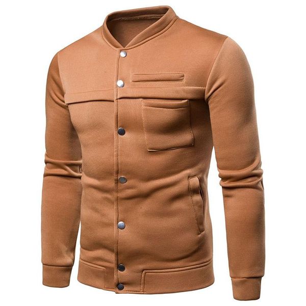 

2019 классического мужчины стенд воротник пальто hoodie модного slim fit сплошного цвет с длинным рукавом черные темно-синие серые куртки оп, Black;brown