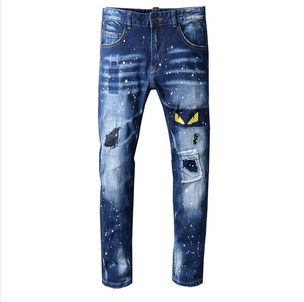 

2020 mens designer jeans slim casual brand denim pants bicycle for mens luxury distressed ripped biker pants streetwear jeans denim233, Blue