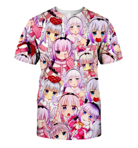 

2019 новые горячие продажи аниме kawaii kanna kamui розовый мода лето футболка с коротким рукавом печати мужчины женщины 3d футболка повседн, White;black