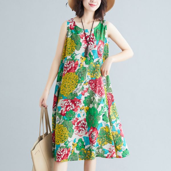 

333# vintage floral printed maternity long dress summer casual plus size loose clothes for pregnant women vest tank pregnancy, White