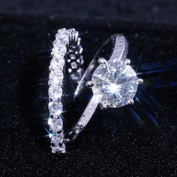 

moonrocy silver color cz rings crystal wedding couple ring cubic zirconia party jewelry for women gift dropshipping wholesale, Slivery;golden